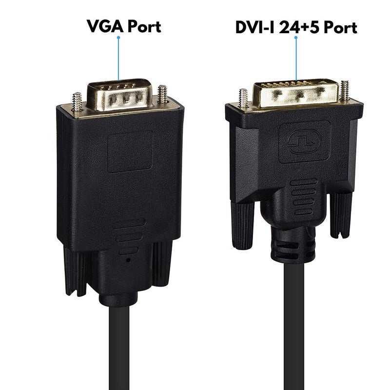 Wonlyus DVI to VGA Cable, DVI-D 24+1 to VGA 6 Feet Cable Male to Male Gold-Plated Cord for Computer, PC Host, Laptop, Graphics Card to HDTV, LG HP Dell Monitor, Display Screen and Projector - Image 2